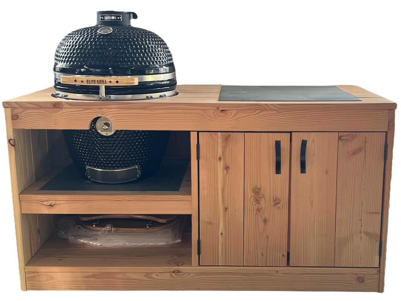 EliteGrill BBQ barbecue Tafel - Houten Meubel - Kamado - Geschikt voor 60 cm | 23 inch - Naturel Hout
